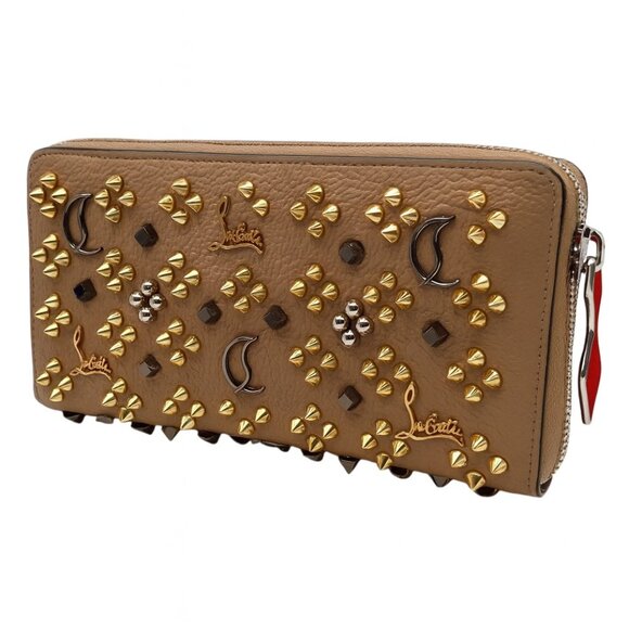 NWT Christian Louboutin Panettone Spiked Calfskin Wallet – Taupe - Picture 1 of 11